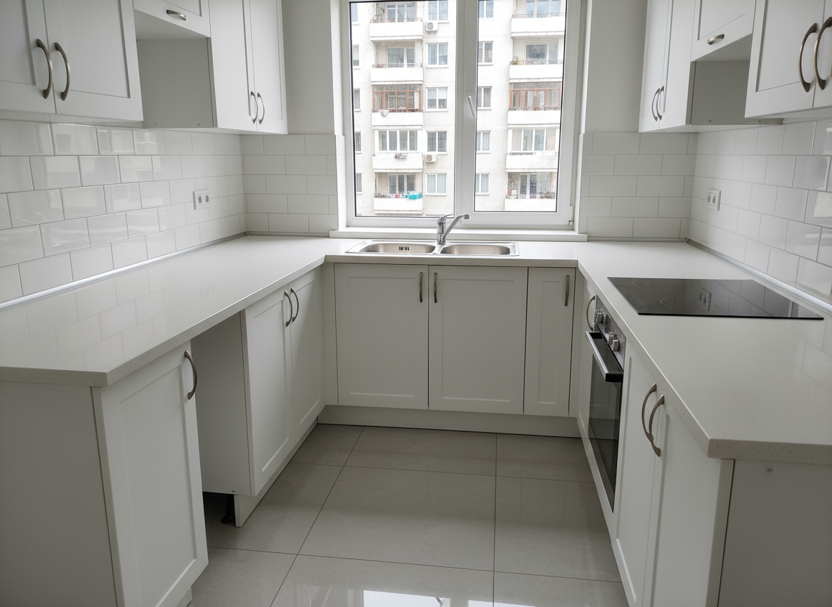 Spotless clean kitchen after professional cleaning Russian apartment